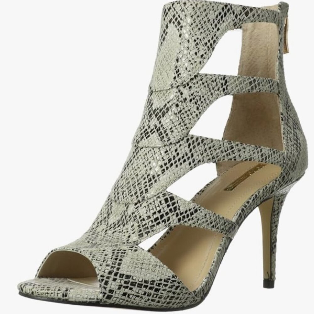 BCBG Generation "Duchess" Snakeskin heeled sandal with back zip, NWOT, sz 9